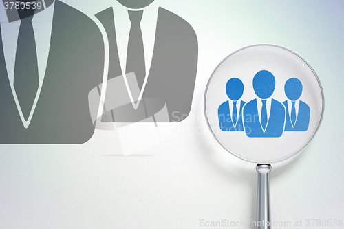 Image of News concept:  Business People with optical glass on digital background