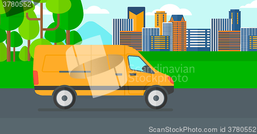 Image of Background of the city with delivery truck.