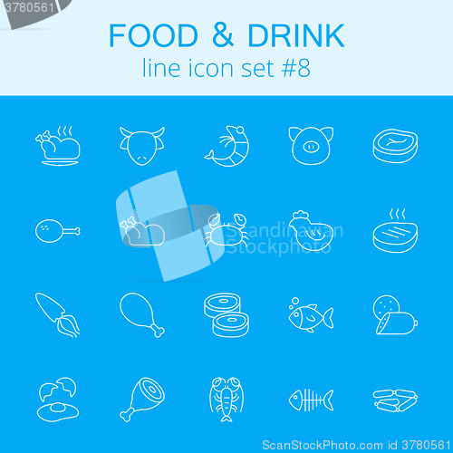 Image of Food and drink icon set.