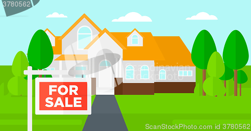 Image of Background of house with for sale sign.