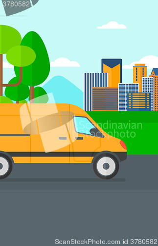 Image of Background of the city with delivery truck.