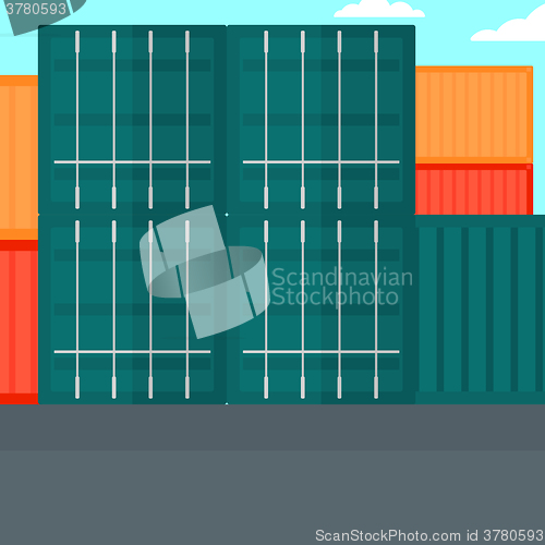 Image of Background of shipping containers in port.