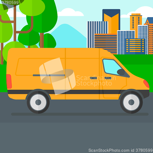 Image of Background of the city with delivery truck.