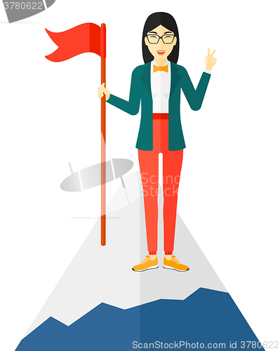 Image of Cheerful leader woman.