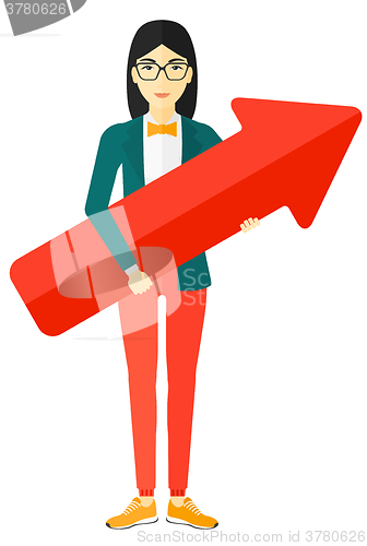 Image of Successful business woman with arrow up.