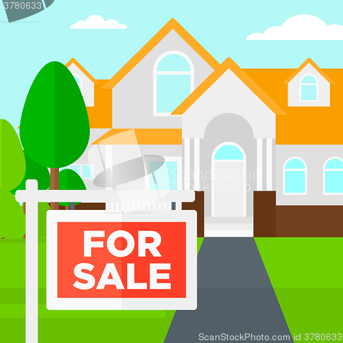 Image of Background of house with for sale sign.