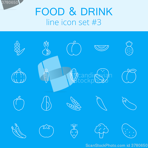 Image of Food and drink icon set.