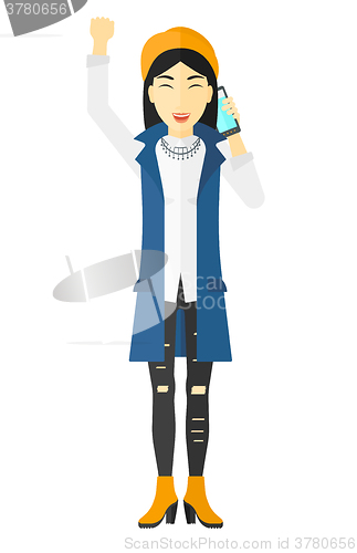 Image of Happy successful business woman.