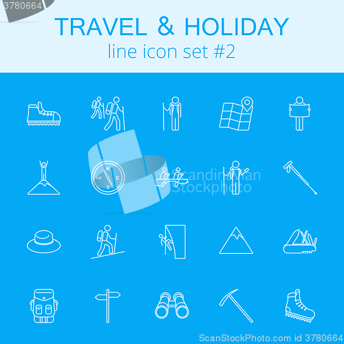 Image of Travel and holiday icon set.