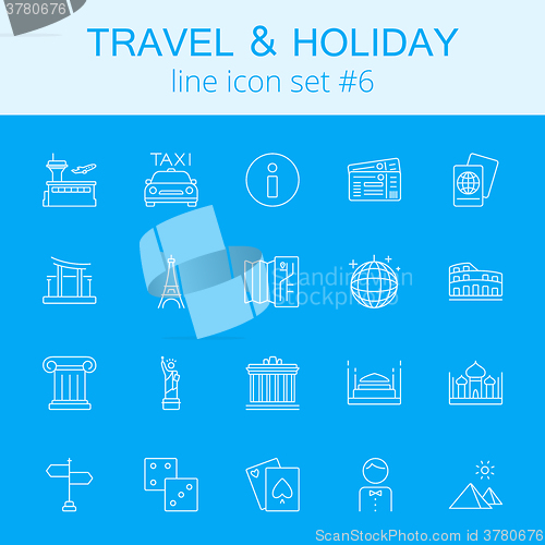 Image of Travel and holiday icon set.