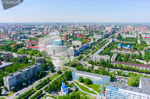 Image of Aerial view onto univercity on crossroad. Tyumen. Russia
