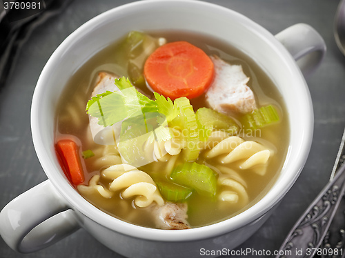 Image of closeup of chicken soup