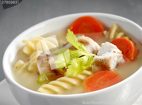 Image of closeup of chicken soup