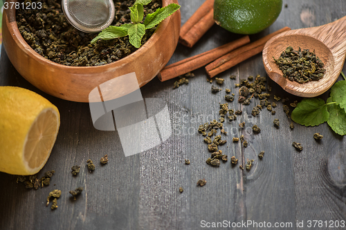 Image of berries  tea composition