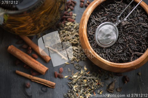 Image of berries  tea composition