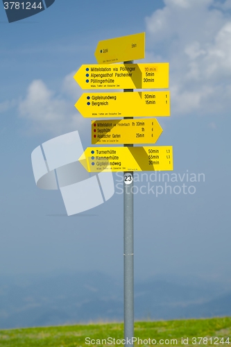 Image of Direction signs in the Alps