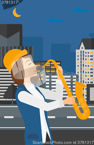 Image of Woman playing saxophone.