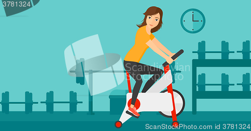 Image of Woman doing cycling exercise.