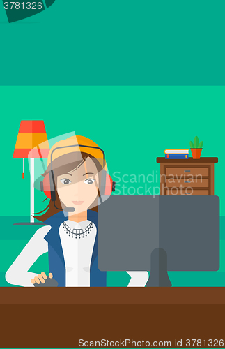 Image of Woman playing video game.