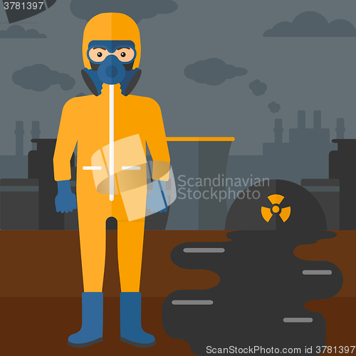 Image of Man in protective chemical suit.