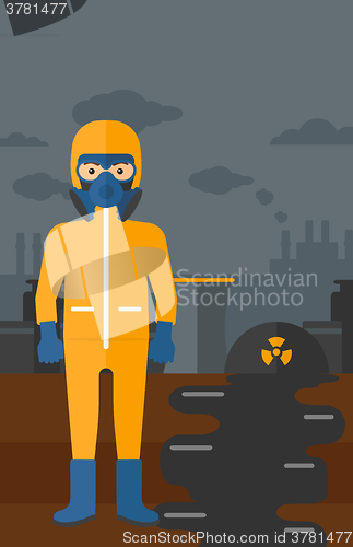 Image of Man in protective chemical suit.