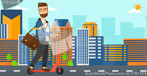 Image of Man riding on scooter.