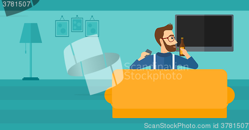 Image of Man watching TV.