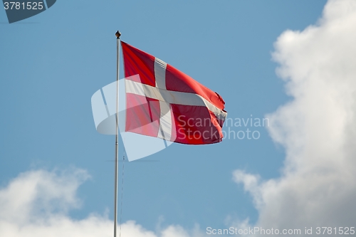 Image of Danish Flag In The Wind