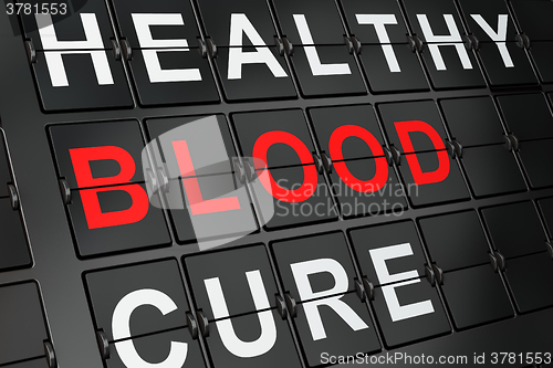 Image of Medicine concept: Blood on airport board background