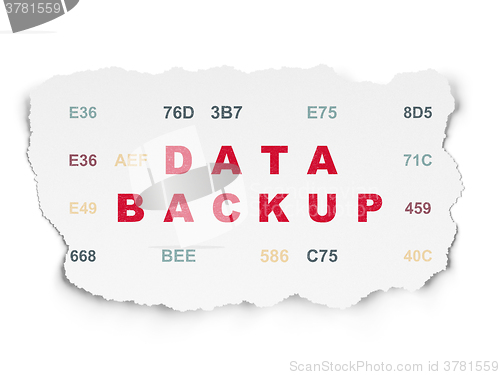 Image of Data concept: Data Backup on Torn Paper background