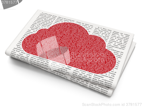 Image of Cloud networking concept: Cloud on Newspaper background