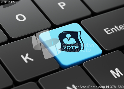 Image of Political concept: Ballot on computer keyboard background