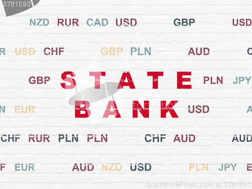 Image of Currency concept: State Bank on wall background
