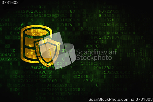 Image of Database concept: Database With Shield on digital background