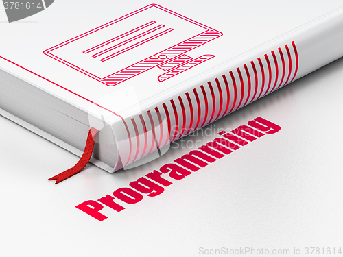 Image of Database concept: book Monitor, Programming on white background