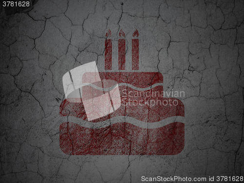 Image of Entertainment, concept: Cake on grunge wall background