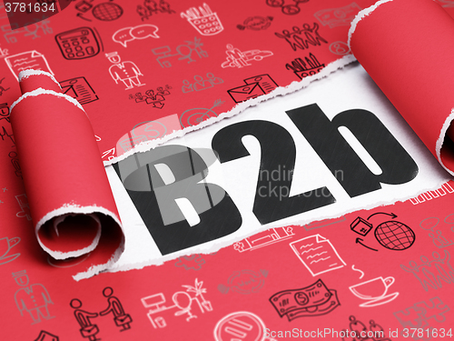 Image of Business concept: black text B2b under the piece of  torn paper