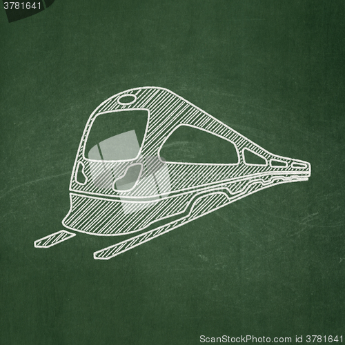 Image of Travel concept: Train on chalkboard background