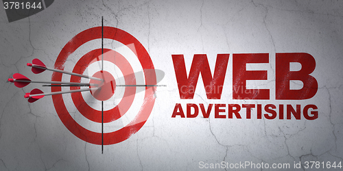 Image of Marketing concept: target and WEB Advertising on wall background