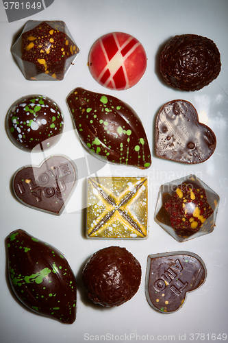 Image of various chocolates as a background 