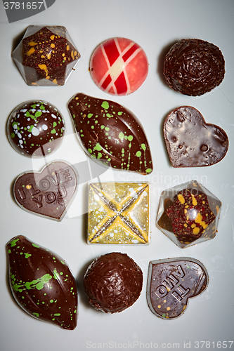 Image of various chocolates as a background 