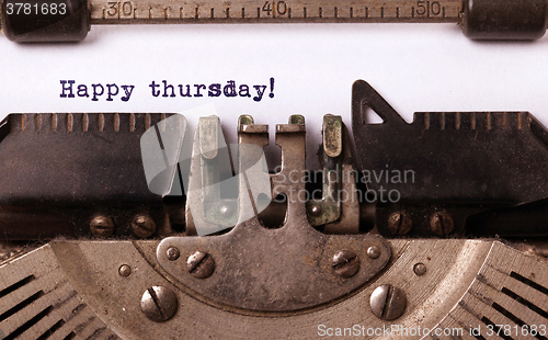 Image of Vintage typewriter close-up - Happy Thursday