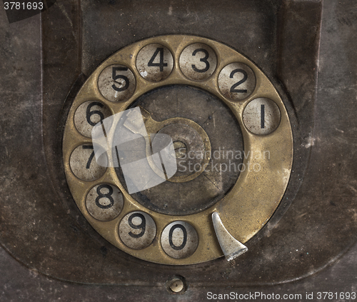 Image of Closeup of vintage telephone dial