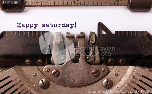 Image of Vintage typewriter close-up - Happy saturday