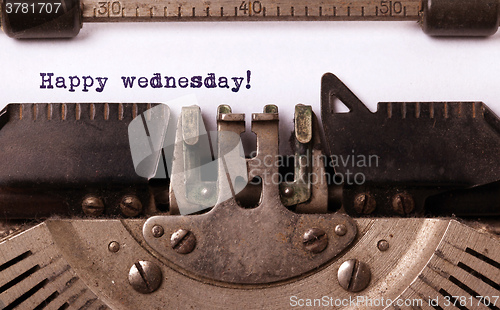 Image of Vintage typewriter close-up - Happy Wednesday