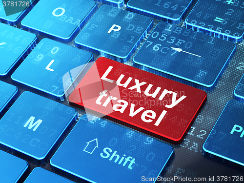 Image of Tourism concept: Luxury Travel on computer keyboard background