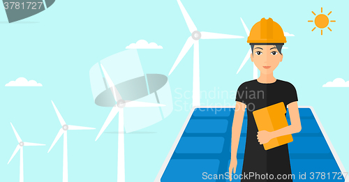 Image of Woman holding tablet computer.