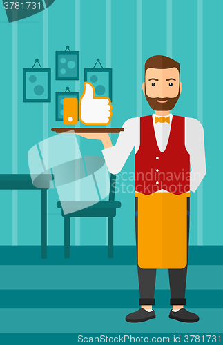 Image of Waiter with like button.