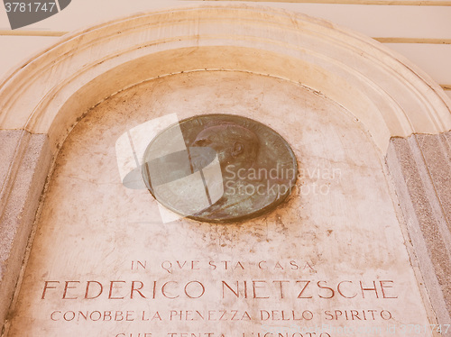 Image of Nietzsche memorial plaque in Turin vintage