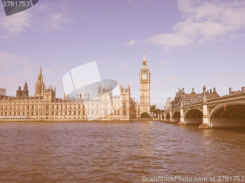 Image of Retro looking Houses of Parliament in London